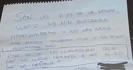 “Llevo 40 minutos buscando aparcamiento. Me estoy cagando vivo y no puedo aguantar más”