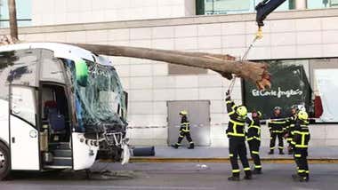 Estado en el que quedó el autobús accidentado en Cádiz en octubre de 2023.