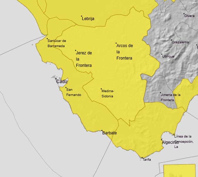 La DANA se deja sentir en la provincia de Cádiz: intensas lluvias y alertas amarillas