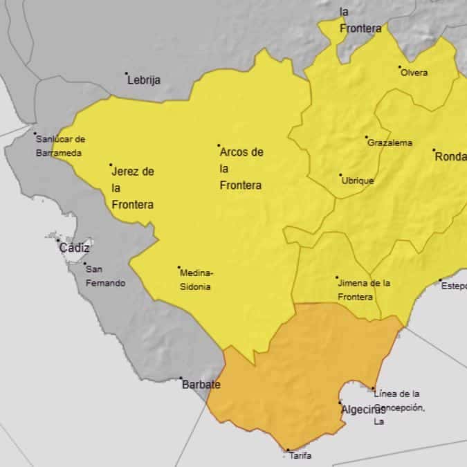 La Aemet confirma la llegada de la DANA a Cádiz y sube a naranja la alerta por lluvia en algunas zonas