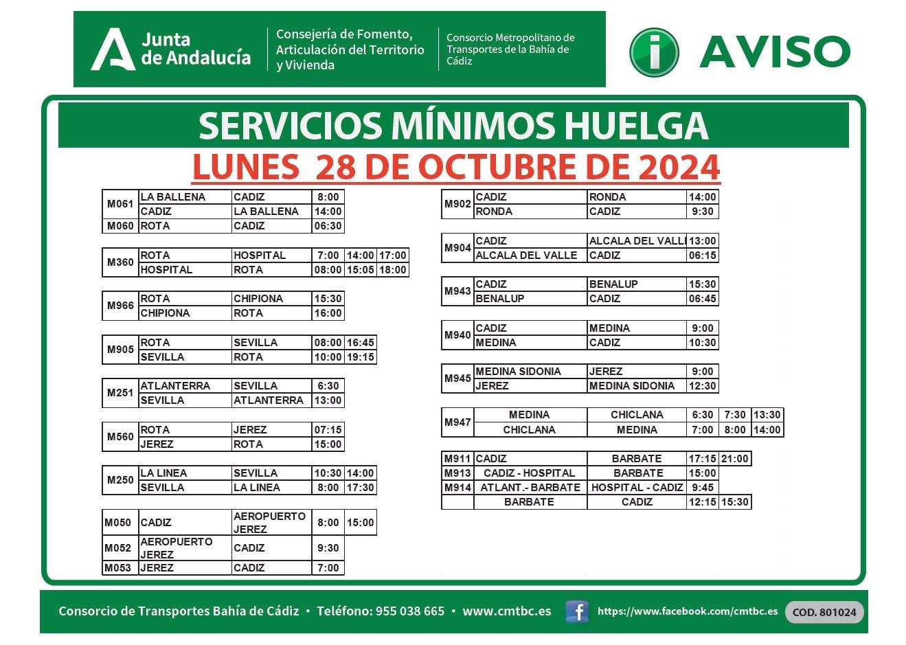¿Cómo afecta en Cádiz la huelga de autobuses de este lunes 28?