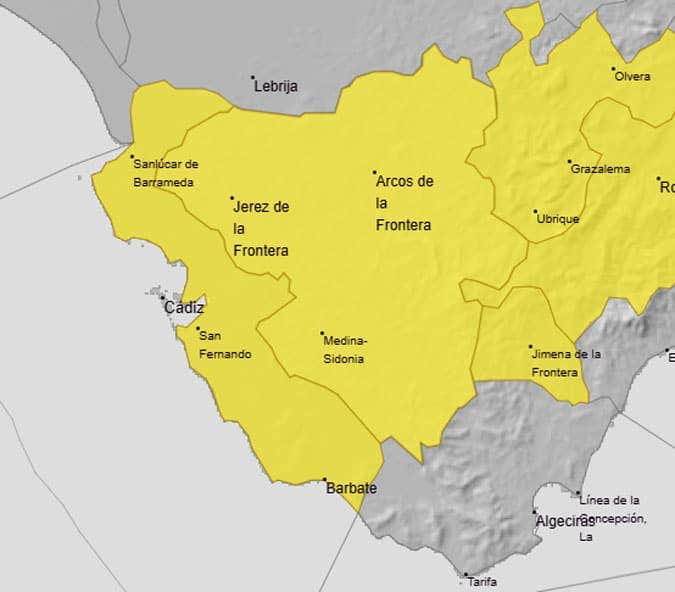 Cádiz comienza el martes con alertas por lluvias y tormentas: así será el tiempo esta jornada