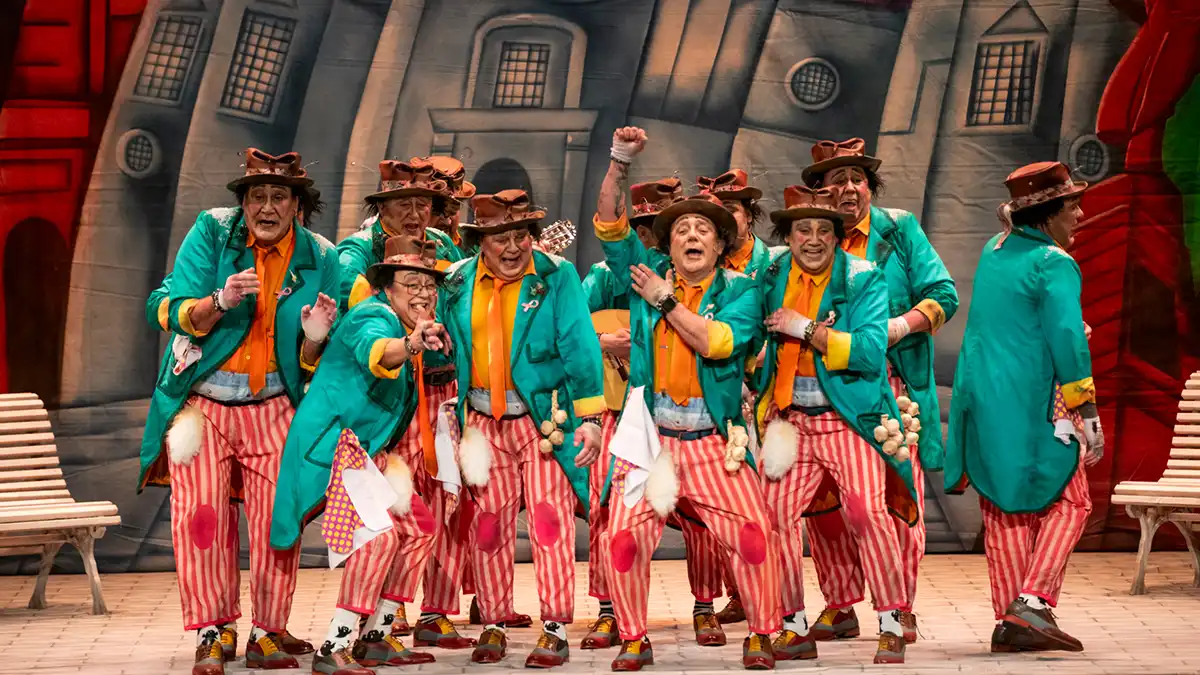 La chirigota 'Los acojonaos' en el Gran Teatro Falla
