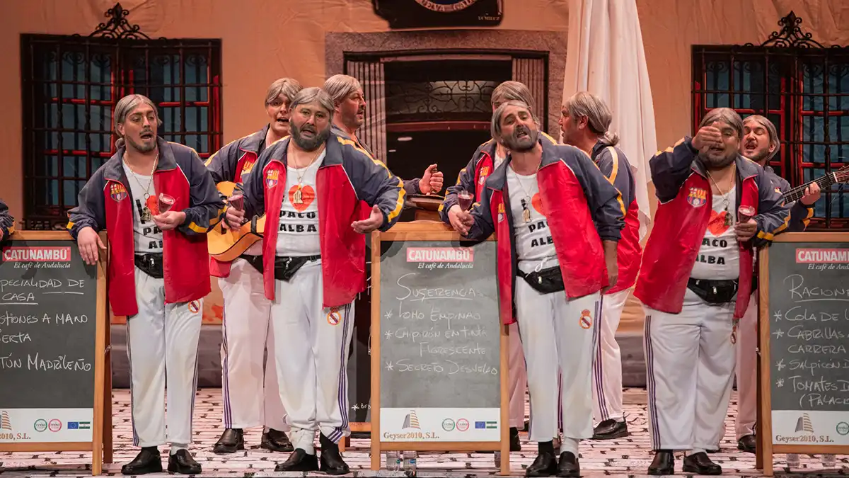 La chirigota 'Ni fu ni fa' en el Gran Teatro Falla