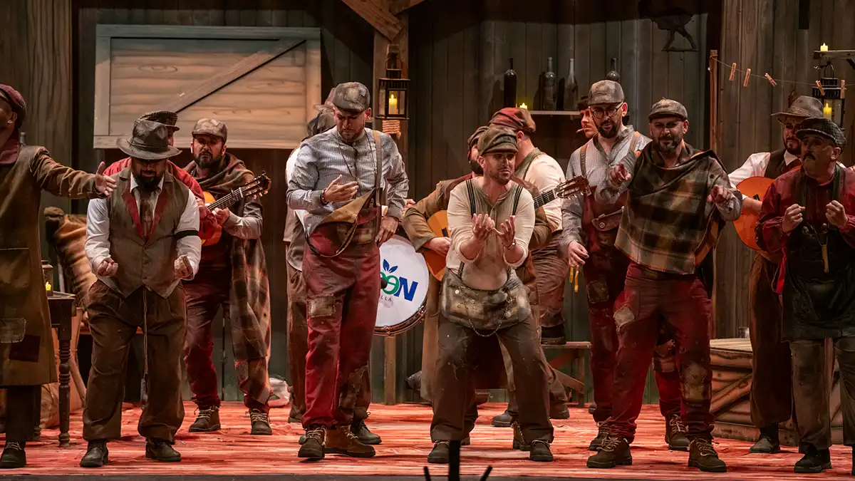 La comparsa 'Sociedad anónima' en el Gran Teatro Falla