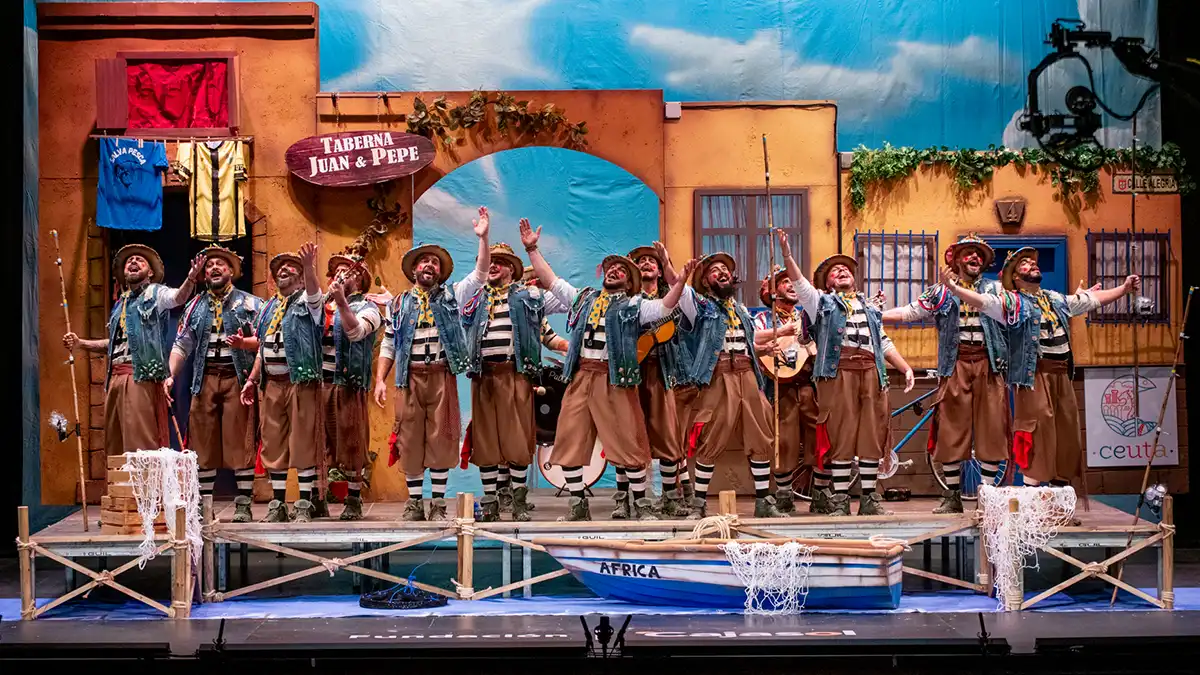 La comparsa 'Los caballas' en el Gran Teatro Falla