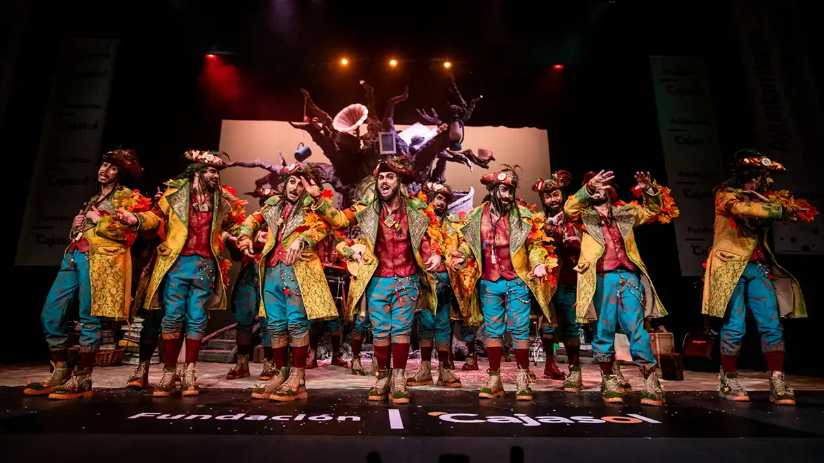 La comparsa 'DesOBDC' en el Gran Teatro Falla