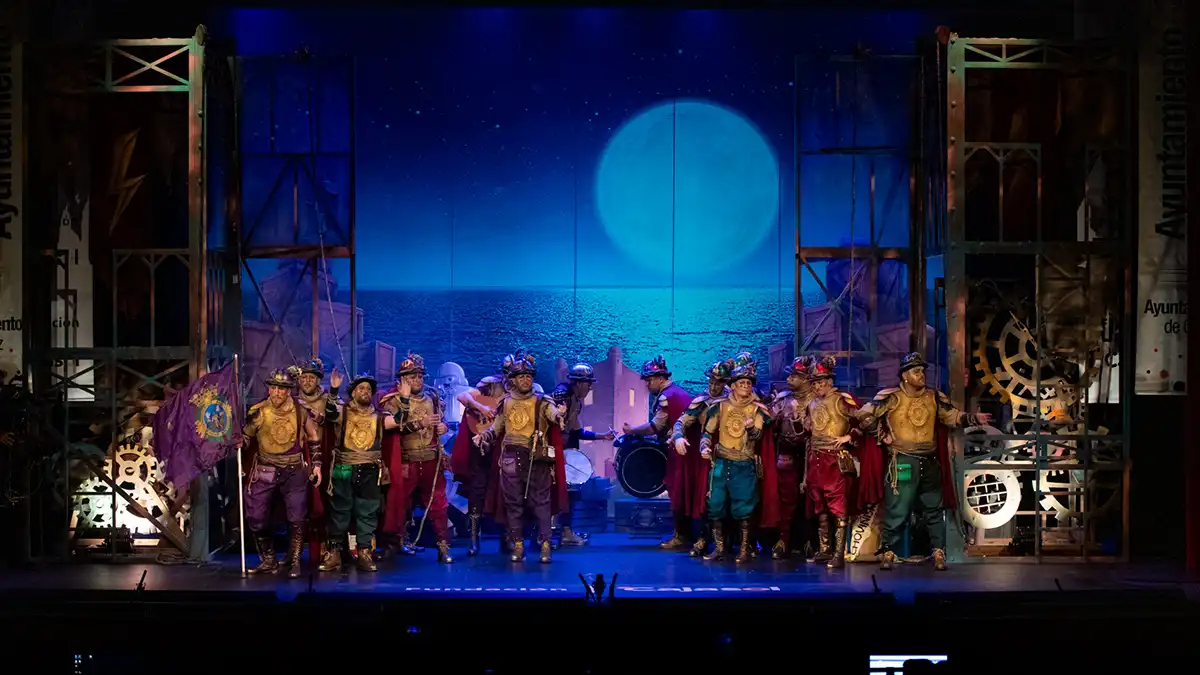 La comparsa 'Los poderosos' en el Gran Teatro Falla