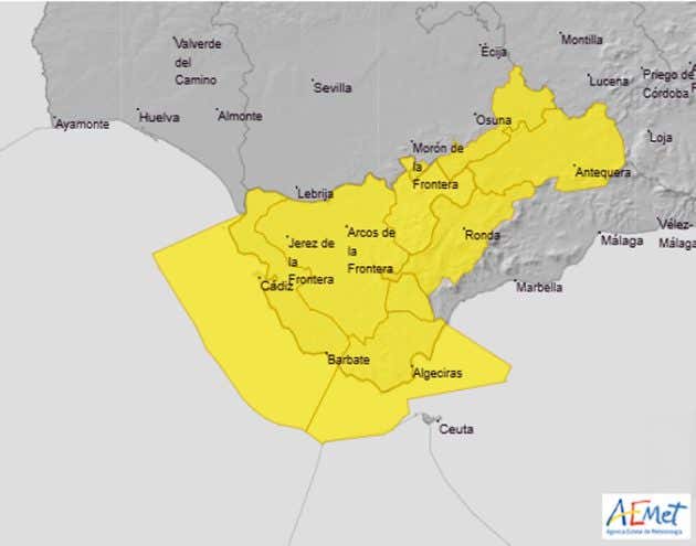 Zonas en alerta amarilla este lunes