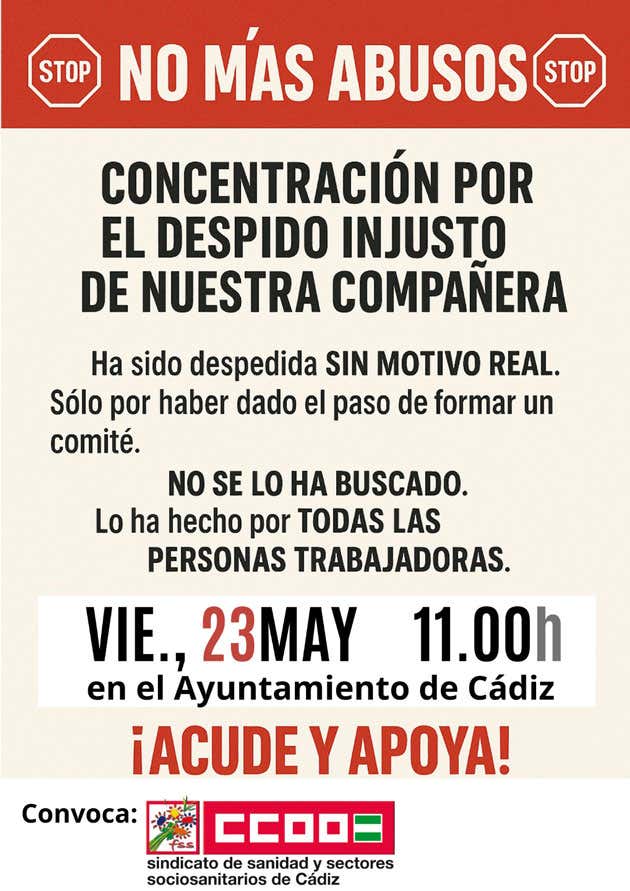 Cartel de la concentración de este viernes 24 de mayo.