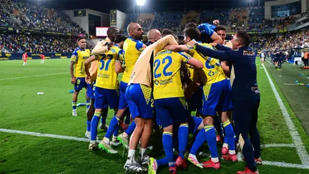 Celebración victoria del Cádiz CF ante la UD Almería