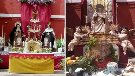 Dos altares diferente, a derecha e izquierda, con imágenes religiosas, en San Fernando.