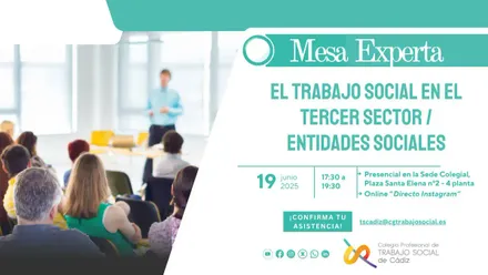 Cartel de la Mesa Experta Colegio Trabajo Social.
