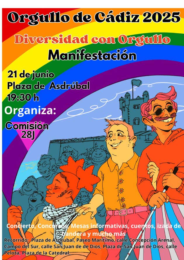 Cartel de la manifestación del orgullo en Cádiz.