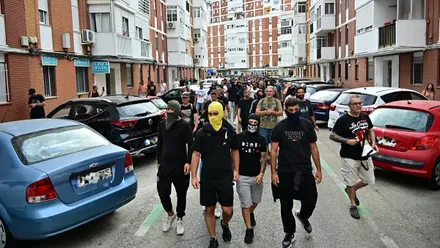 Imagen de la columna de trabajadores del metal el segundo día de huelga del sector en Cádiz