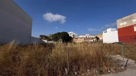 Estado del solar del mercado con vegetación seca, valla y mal estado.