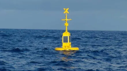 Boya amarilla en el mar.