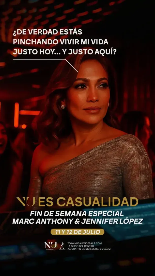 Uno de los carteles promocionales de la fiesta con Jennifer López.