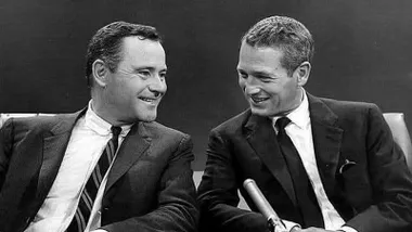 Fotografía en blanco y negro con Jack Lemmon (izquierda) y Paul Newman (derecha).