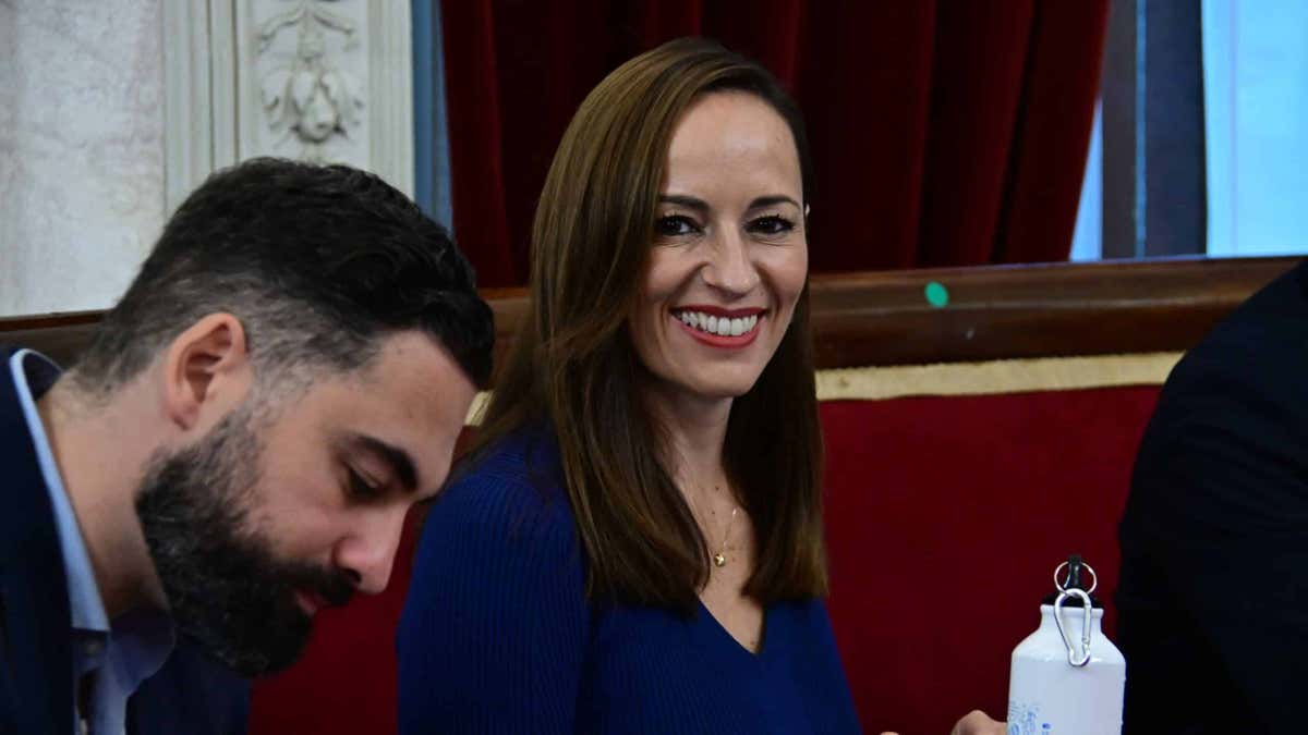 La concejala de Igualdad, Políticas de Inclusión y LGTBI, Virginia Martín, sonríe en un pleno.