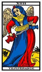 Carta de la Templanza en el Tarot de Marsella