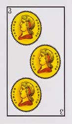 Carta Tres de Oros Baraja Española