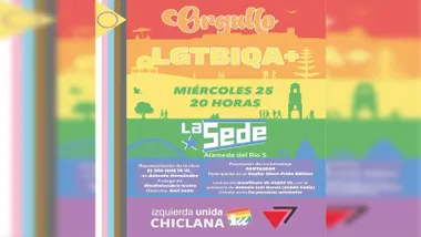 Cartel arcoiris de Izquierda Unida con motivo del Día del Orgullo en Chiclana.