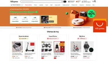 Vista de la web de AliExpress.