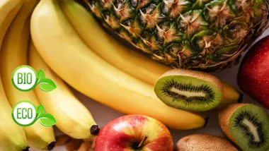 Plátanos, piña, kiwi y fresas.