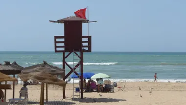 Bandera roja en las playas de Cádiz el pasado verano. Foto: Eulogio García.