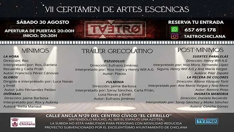 Planning de trabajo del Certamen de Teatro en Chiclana,