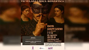 Cartel, en tonos ocres y marrones, de 'Don Giovanni' en Chiclana.