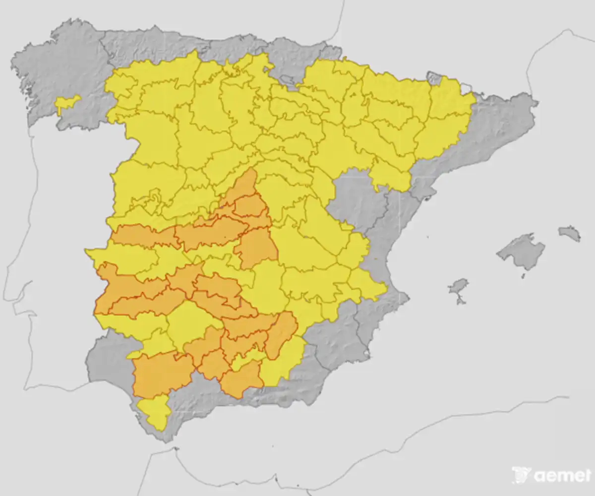 Mapa de alertas para este miércoles 6 de agosto.