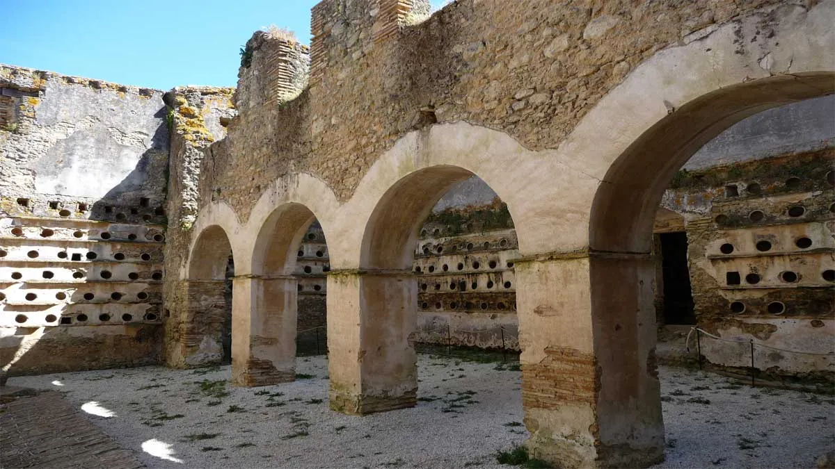 Agujeros de los nidos del Palomar de la Breña y arcos de medio punto.