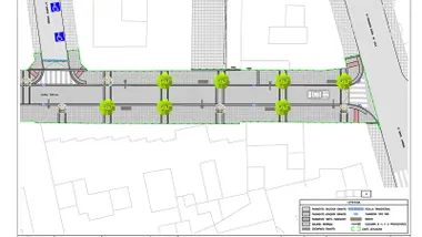 Plano del tramo final semipeatonalización Avenida de Portugal, con la esquina de la calle García de Sola.