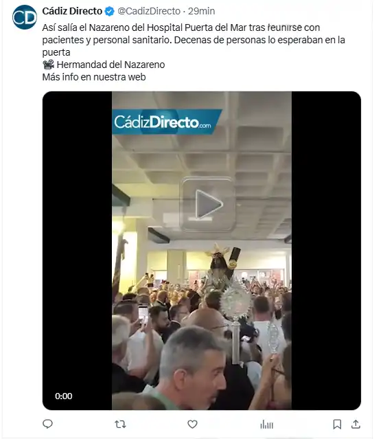 La emocionante visita del Nazareno de Santa María al Hospital Puerta del Mar