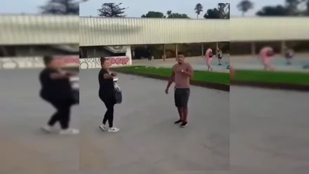 Un momento del vídeo viral en el que María Bonilla y su pareja responden con insultos y amenazas en medio de una discusión