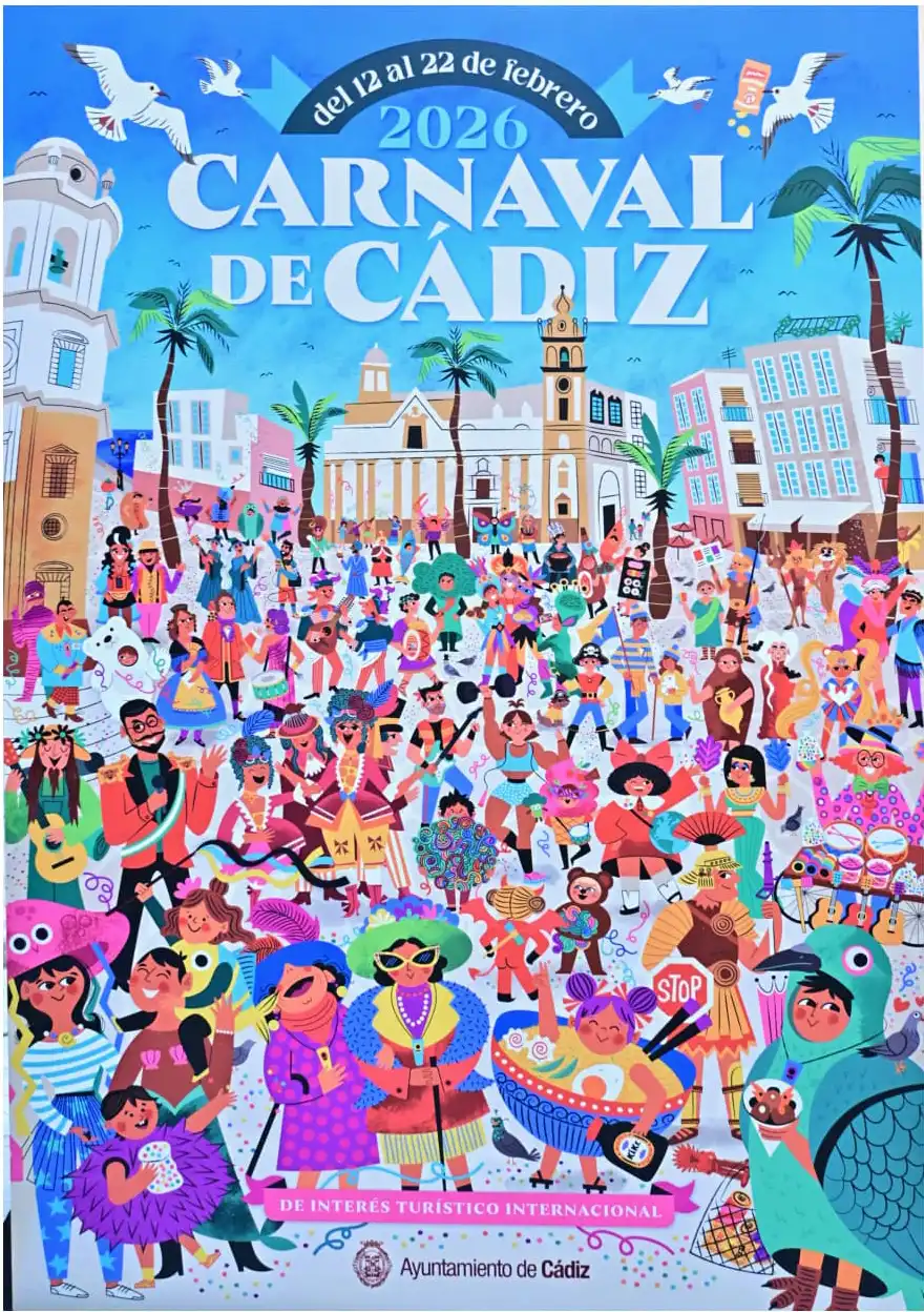 Cartel muy colorido presentado del Carnaval 2026.