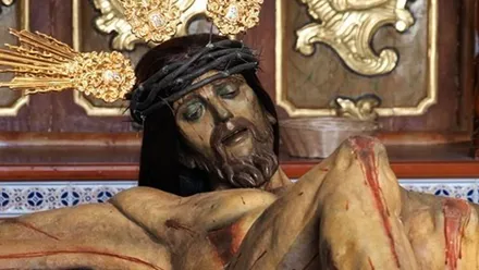 Imagen del rostro y parte del cuerpo del Cristo de la Vera Cruz de Rota.