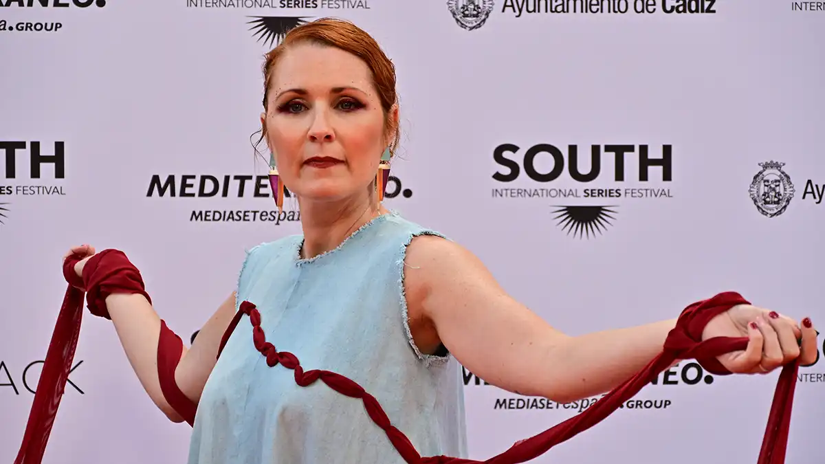 Primer plano de Rocío Sepúlveda en el photocall de la alfombra roja