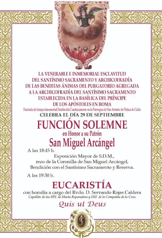 La Archicofradía de las Ánimas convoca culto especial a San Miguel Arcángel en San Antonio