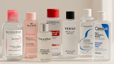 Diferentes envases de agua micelar.