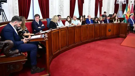 Bancada del PP en el Pleno del Ayuntamiento de Cádiz.
