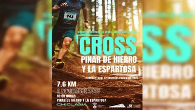 Cartel del Cross de un corredor por medio del monte.