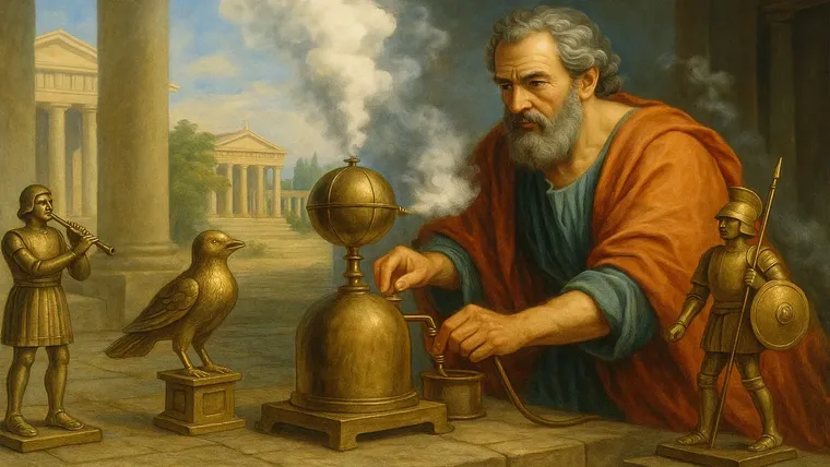 Científico e inventor griego con máquinas que usan el vapor.