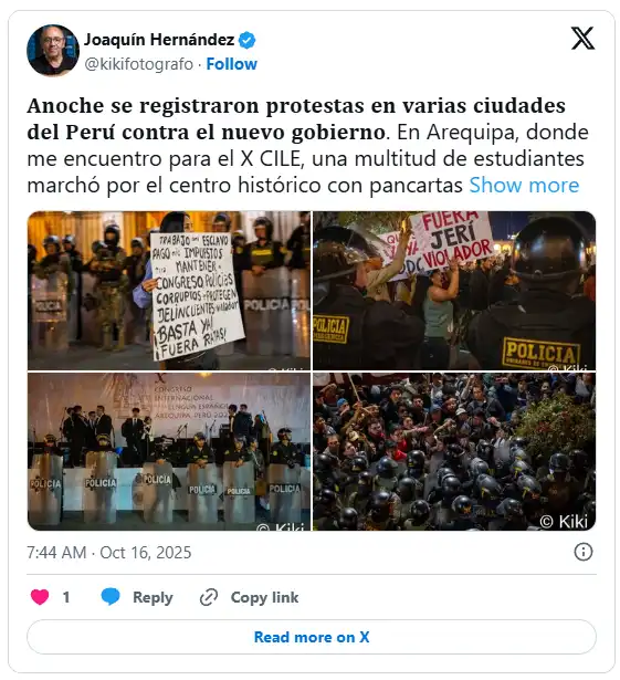 La delegación de Cádiz asiste en Arequipa a la apertura del Congreso de la Lengua en una jornada de protestas