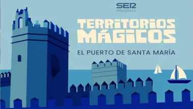 Cartel de la Cadena SER, en tonos azules y celestes, de "Territorios Mágicos".
