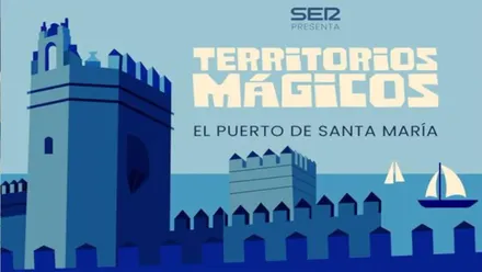Cartel de la Cadena SER, en tonos azules y celestes, de "Territorios Mágicos".