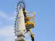 La Virgen del Rosario de la Plaza del Triunfo de Rota vuelve a brillar tras su restauración