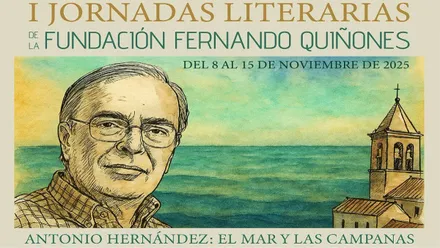 Cartel del homenaje a Antonio Hernández en Chiclana, con un retrato del autor.